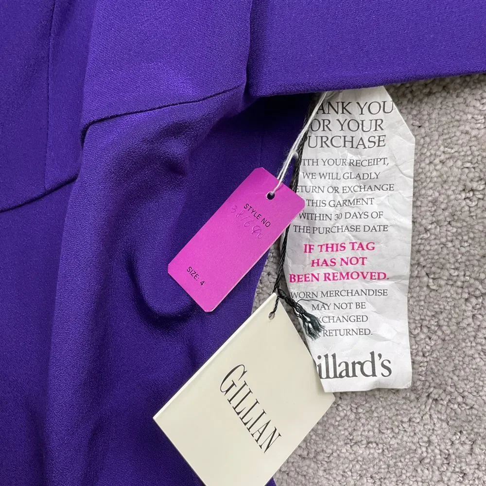 Gillian Dress Womens‎ 4 Purple Sweetheart Silk Pleat Formal Party VTG - Picture 5 of 12